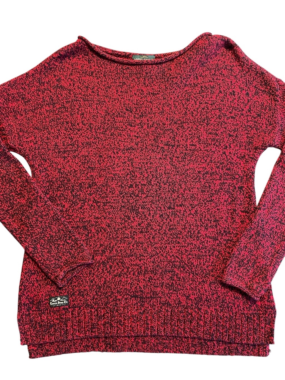 Lauren Ralph Lauren Red Marled Scoop-Neck Sweater Size Small - Picture 2 of 11